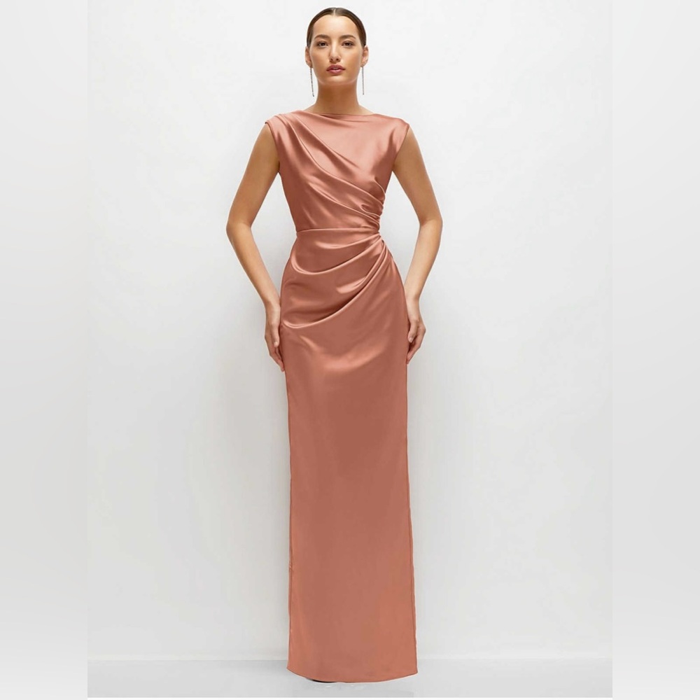 Dessy After 6 Satin Dress In Copper Penny Size XS NWT. (Style 6899 - Hannah)